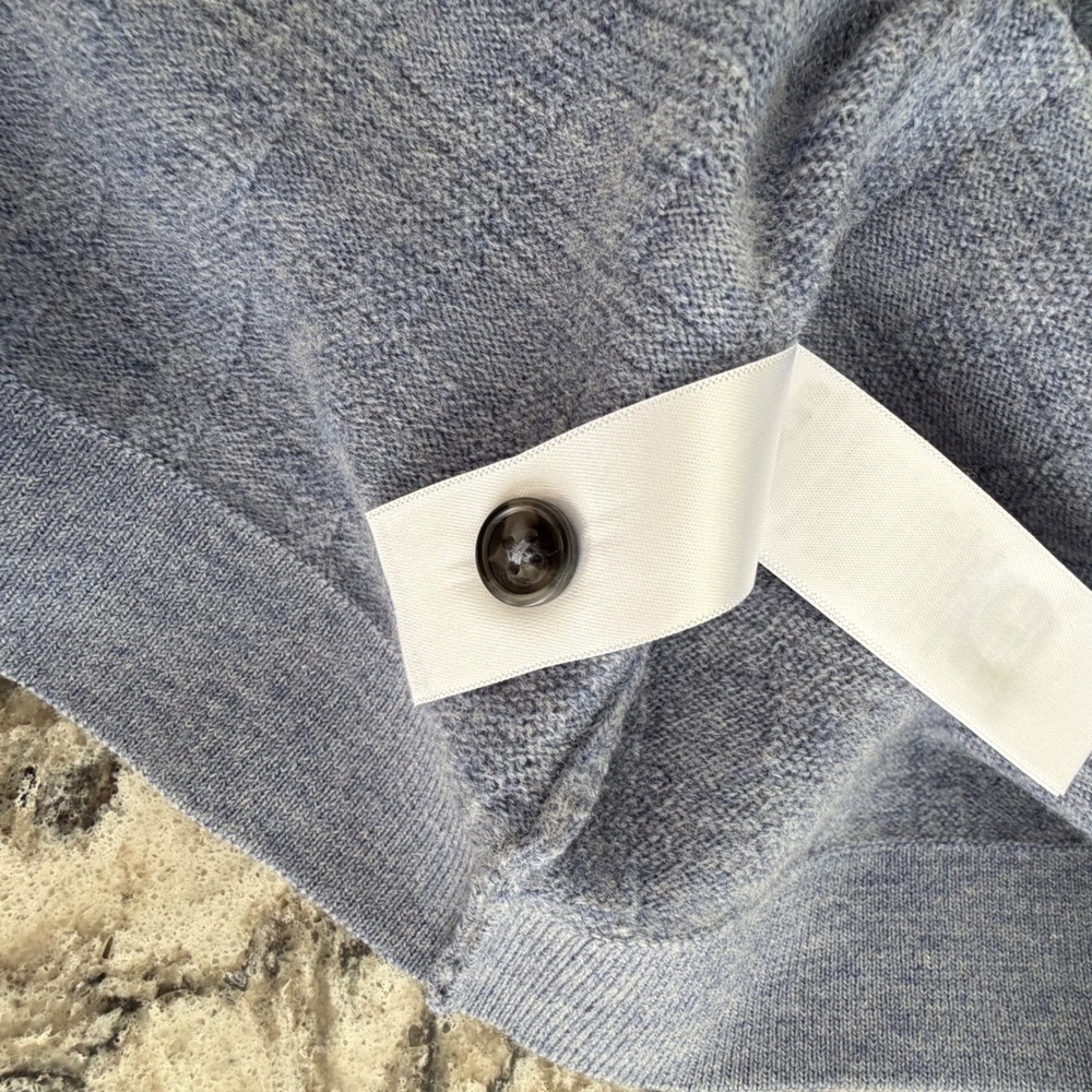 Jason Wu Men's Knit Button Down Shirt Short Sleeve 100% Merino Wool Blue L NWT - Picture 12 of 13